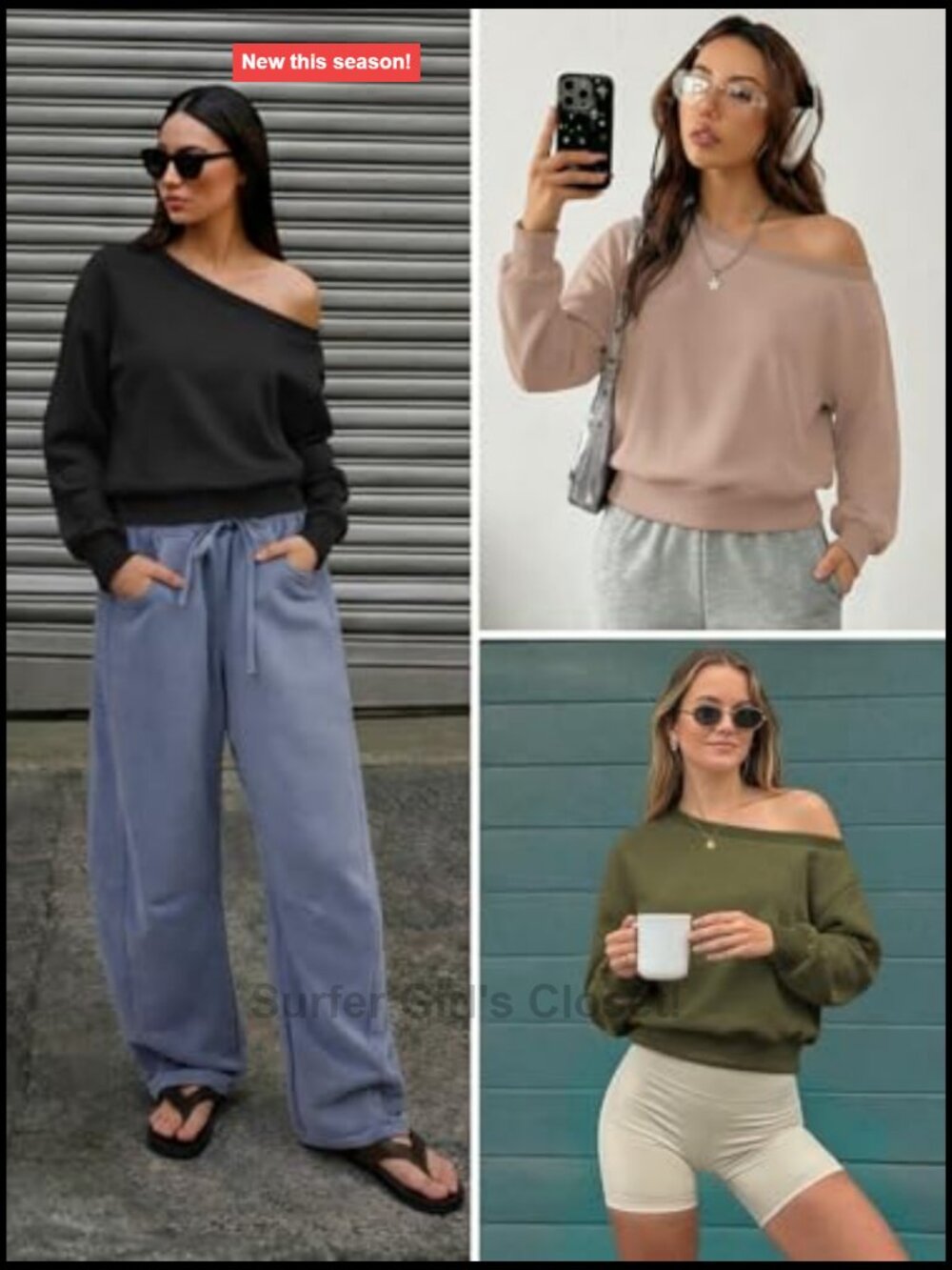 Off Shoulder Sweatshirt Crop Top Long Sleeve Y2K Streetwear French Terry - Picture 5 of 6